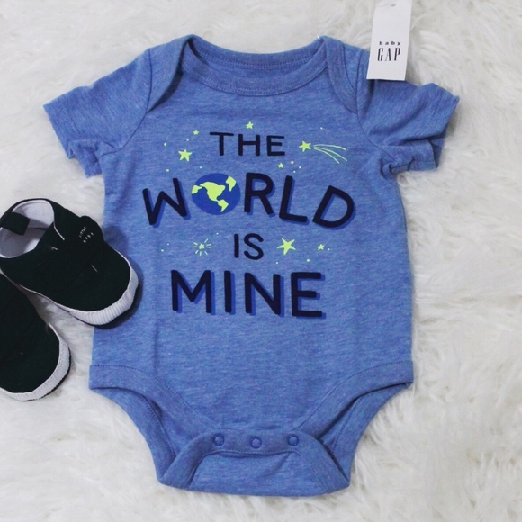 NWT Baby Gap “The World Is Mine” Blue Onesie - Picture 2 of 3